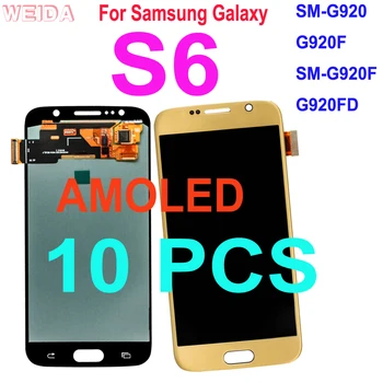 10 ШТ. PAMOLED ЖК-дисплей Для Samsung Galaxy S6 SM-G920 G920F SM-G920F G920FD ЖК-дисплей с Сенсорным экраном, Дигитайзер, Сборка, Замена