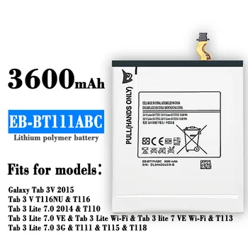 100% Оригинальная Сменная Батарея Для SAMSUNG EB-BT111ABC 3600 мАч Galaxy Tab3 T111 T110 T116 T113 T118 T115 Высококачественная Батарея