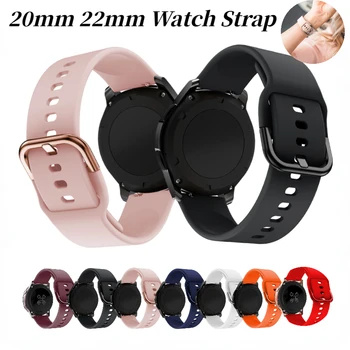 20 мм 22 мм Силиконовый ремешок для Samsung Galaxy Watch 4/3/Huawei watch 3/GT2/Amazfit Bip/GTR Браслет Ремень для активного 2 диапазона