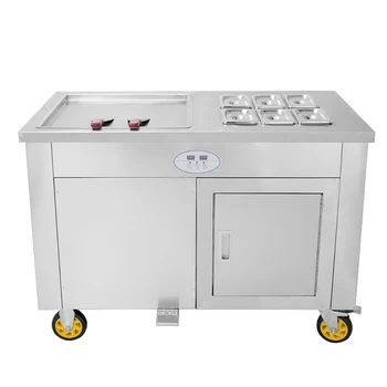 2020 Новая двойная плоская сковорода 50 см, ручная скатка для жарки или обжаривания твердых рулонов мороженого, машина для производства CE 110V/220V