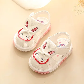 2023 Новая Детская обувь с Милым кроликом, детские сандалии из искусственной кожи, Розовая Обувь для маленьких девочек, Детская обувь
