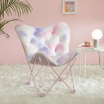 2023 Новый супер мягкий складной стул-бабочка с голографической отделкой, розовый
