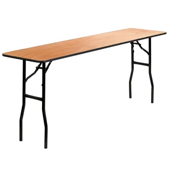 6-футовый Прямоугольный Деревянный Складной стол для тренировок / семинаров с гладкой прозрачной столешницей 