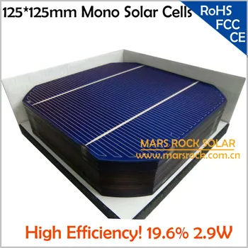 600 шт./лот, Оптовая продажа, Монокристаллический фотоэлемент класса А 125x125 мм, высокая эффективность 19%, 2,9 Вт каждый, используется для изготовления солнечной панели