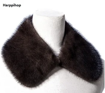 Harppihop шарф с воротником из натурального меха норки, аксессуар для мужской одежды, воротник куртки из натурального меха куницы, воротник мужского пальто, шарф 55cmX13