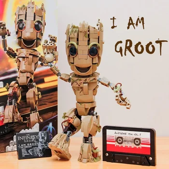 I Am Groots Совместимый Marvel Строительный Набор Игрушки Для Мальчиков Кирпичи Детские Groots Модель Игровой Дисплей Подарок Для Детей 476 шт. Конструктор