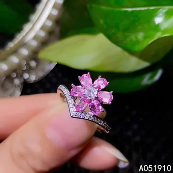 KJJEAXCMY бутик ювелирных изделий, инкрустированных стерлинговым серебром 925 пробы, натуральный розовый сапфир, драгоценный камень, женское кольцо, поддержка обнаружения роскошный