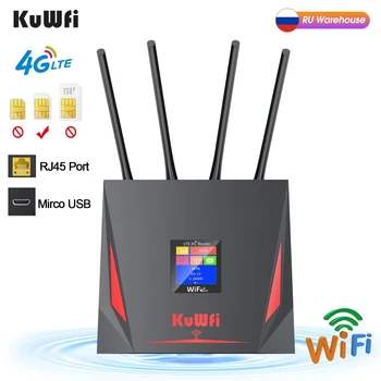 KuWFi 4G LTE Маршрутизатор 150 Мбит/с Беспроводной CPE Маршрутизатор 3G 4G SIM WiFi Маршрутизатор с портом RJ45 WAN LAN Внешняя антенна с высоким коэффициентом усиления 10 Пользователей
