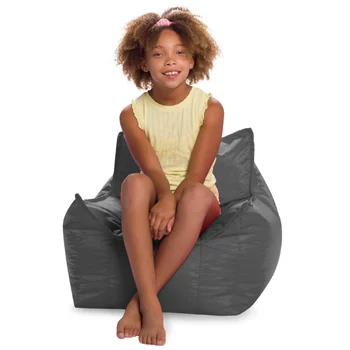 Newport Lounger, Структурированное Кресло-мешок, Детское, 2,1 фута Д х 2,1 фута Ш х 1,7 фута В, Угольно-серый Ленивый диван-кресла для Спальни