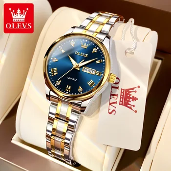 OLEVS Оригинальные модные кварцевые часы для женщин, водонепроницаемые, светящиеся, роскошные, лидирующий бренд, женские часы, Элегантные женские наручные часы 5563