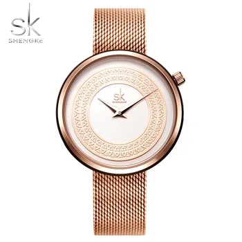 Shengke Лидирующий бренд, роскошные женские часы из розового золота, Модные часы SK, Женские часы, Женские часы Reloj Mujer Montre Femme SK