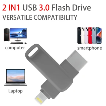 USB флэш-накопитель для iPhone iPad Pro Android Pen Drive Type c Otg 32gb 64gb 128gb 256g 2 в 1 USB3.0 Memory Stick