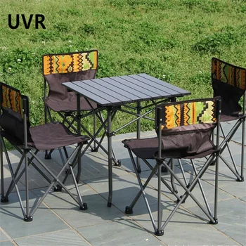 UVR Новый набор уличных складных столов и стульев Портативный стол для отдыха Пять комплектов алюминиевых складных столов и стульев для пикника