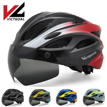 VICTGOAL Велосипедный шлем с задним фонарем Велосипедный шлем с магнитным козырьком Очки для взрослых Мужчин Женщин Велоспорт Дорожный Горный велосипед