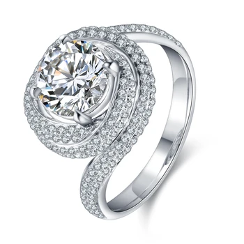 Zhanhao 2-каратное Круглое кольцо с муассанитом из 18-каратного золота, кольцо с ореолом, Новые дизайны, Обручальное кольцо для дам, кольцо с Ореолом, Изысканные ювелирные изделия