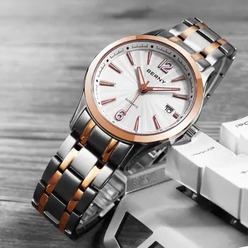 Автоматические часы BERNY для мужчин SEIKO NH35, Дизайнерские сапфиры, Светящиеся мужские часы, Выставочная задняя крышка, механические наручные часы