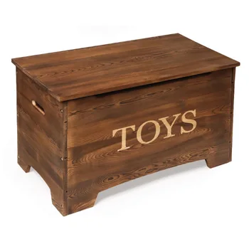 Барсучья корзина, детская деревянная коробка для игрушек в деревенском стиле, 3,3 кубических фута Вместимость - карамельно-коричневый
