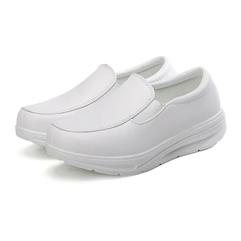Белая обувь для медсестер, черная повседневная летняя больничная обувь, кроссовки-качалки на легкой и толстой подошве (39 размер)