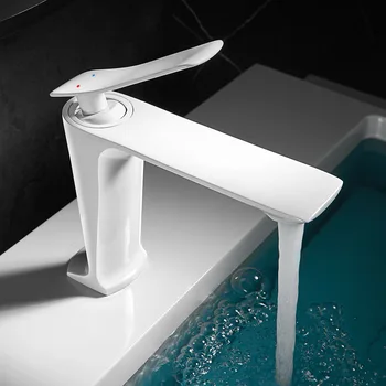 Бесплатная доставка Белый свет роскошный кран арт полностью медный кран для ванной комнаты бытовой кран горячей и холодной воды умывальник
