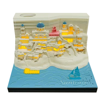 Блок Omoshiroi 3D Блокноты для заметок Santorini 3D Блокнот Love Sea 3D Кубики для заметок Мини Держатель Ручки Офисные аксессуары Подарок на день рождения