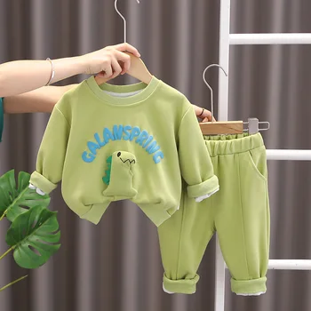 Весенне-осенние модные комплекты детской одежды для мальчиков, одежда из двух предметов, толстовка с надписью 