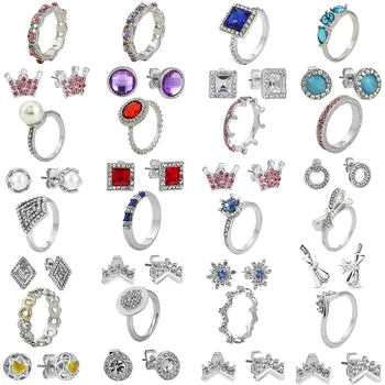 Высококачественные фирменные кольца с хрустальной короной и серьги-гвоздики Для женщин, свадебные украшения для Помолвки, подарочные украшения для вечеринки, Прямая поставка