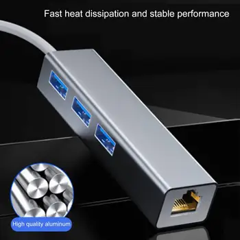 Высокоскоростной многопортовый расширитель Plug Play Type-C USB3.0 Концентратор LAN Ethernet Адаптер Разветвитель Концентратор Компьютерные аксессуары