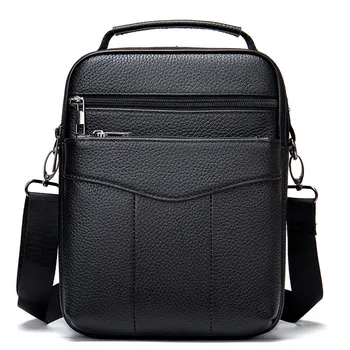 Горячая распродажа, деловая мужская сумка через плечо из натуральной кожи с верхним слоем, ретро-сумка из воловьей кожи, вертикальная сумка через плечо для iPad