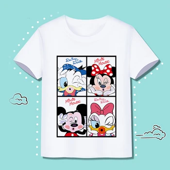 Детская футболка Disney с Микки Маусом, модная эстетичная одежда, Милая одежда для маленьких девочек с круглым вырезом и коротким рукавом для малышей