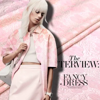 Дизайнерская розовая жаккардовая ткань, супер красивый градиентный эффект шелкового жаккарда, модное платье из ткани