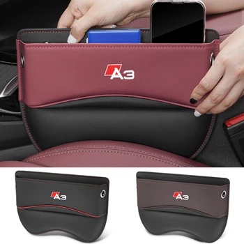 Для Audi A3, Коробка для хранения автокресел, Органайзер для зазора между сиденьями, боковая сумка для сиденья, зарезервированное отверстие для зарядного кабеля, Автомобильные аксессуары