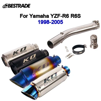 Для Yamaha YZF R6 1998-2005 Выхлопная Система Мотоцикла 51 мм Наконечник Глушителя Среднее Звено Трубы Съемный DB Killer Слипоны Из Нержавеющей Стали