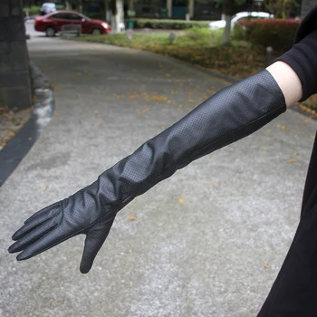 Женские перчатки с длинными рукавами Без подкладки, Перфорированные Удобные перчатки из натуральной кожи, мужские водительские перчатки, модные варежки