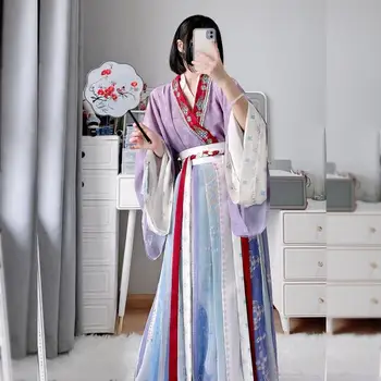 Женское китайское традиционное платье принцессы Династии Цзинь с вышивкой Ханфу, Винтажные костюмы для Косплея ручной работы, праздничная одежда