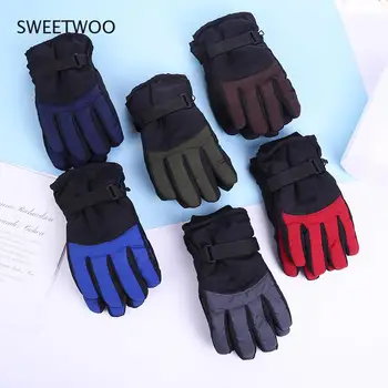 Зимние теплые перчатки, защищающие от холода, плюс бархатные утолщенные мужские перчатки для верховой езды, хлопковые лыжные перчатки для взрослых, нескользящие