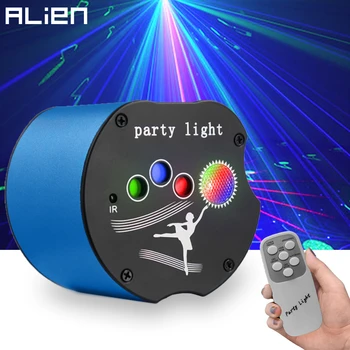 Инопланетный Пульт Дистанционного Управления 64 Рисунка DJ Disco RGB Сценический Лазерный Проектор USB Sound Party Holiday Dance Wedding Bar Effect Light