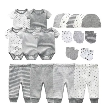 Комплекты детской одежды Kiddiezoom Для новорожденных мальчиков и девочек, детские Боди + Брюки + шапки + Перчатки/нагрудники, одежда Унисекс Bebes