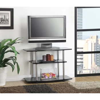 Концепции удобства Designs2Go Без инструментов, 3-х уровневая подставка для телевизора, черная мебель для гостиной, шкаф для телевизора
