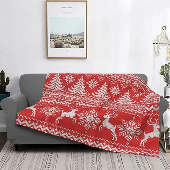 Красное рождественское вязаное одеяло со снежинками с 3D-принтом, фланелевое одеяло Four Seasons Cold Art, многофункциональное мягкое одеяло, покрывало