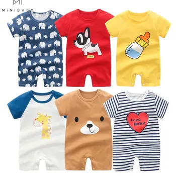 Летний детский комбинезон 2021 года, хлопковая пижама с коротким рукавом, одежда для новорожденных мальчиков, комбинезон, детская одежда, комбинезоны для новорожденных