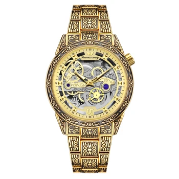 Лучшие Классические Мужские кварцевые часы в стиле ретро со скелетом, Роскошные наручные часы в деловом стиле relogio masculino