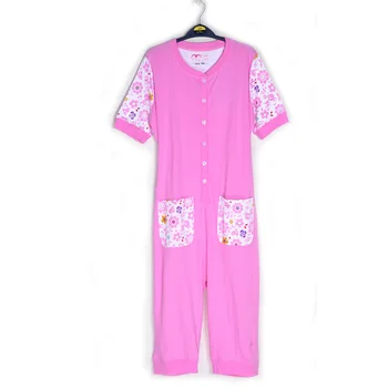 Любительница подгузников, розовая пижама с цветочным принтом для взрослых, с короткими рукавами и пуговицами/ Детский комбинезон на спине для взрослых, удобный туалет/ Комбинезон для взрослых