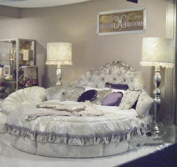 Мебель для спальни Круглая кровать Французская двуспальная кровать из массива дерева Главная спальня