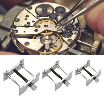 Металлический держатель для часового механизма из 3 предметов, фиксированное основание, Инструмент для ремонта часов, Серебро Для Часовщика, многофункциональный зажим для часов