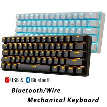 Механические игровые клавиатуры Bluetooth Slim 61 Клавиша RGB с Одиночной Подсветкой Поддержка Подсветки Wins/Android/iOS