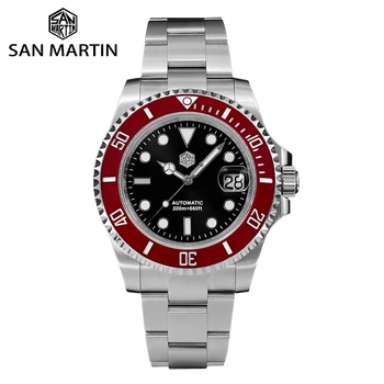 Механические Часы San Martin, Мужские Часы Класса Люкс Water Ghost Dive с Автоматической Сапфировой Датой Cyclops 20Bar BGW-9 Lume Relojes SN0019