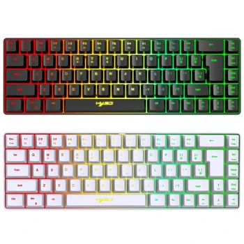 Мини-игровая клавиатура RGB 60%, 68 клавиш, Маленькая компактная игровая клавиатура USB с радужной подсветкой для ноутбука