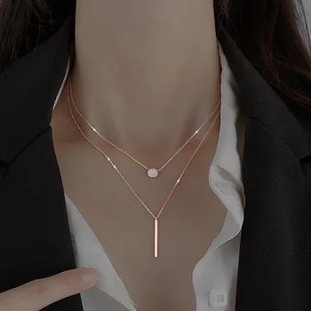 Многослойные ожерелья с подвесками в виде монет для женщин, Темперамент девочек, Элегантный Классический стиль, Прямоугольное круглое ожерелье с подвесками, ювелирные изделия