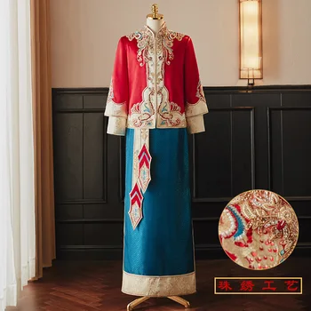 Мужской костюм Королевский Свадебный Танский костюм Жениха Классический Чонсам в китайском стиле, Длинный халат, Одежда для тостов