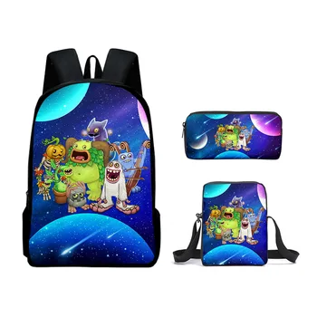 Набор из трех предметов My Singing Monsters Концертный пенал Monster Детский рюкзак Школьный рюкзак для мальчиков и девочек